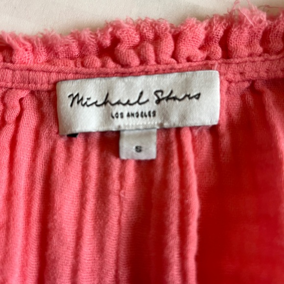 Michael Stars Coral Soft Gauze Blouse with Ruffle Sleeves - Picture 11 of 14